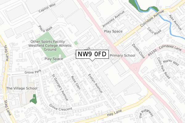 NW9 0FD map - large scale - OS Open Zoomstack (Ordnance Survey)