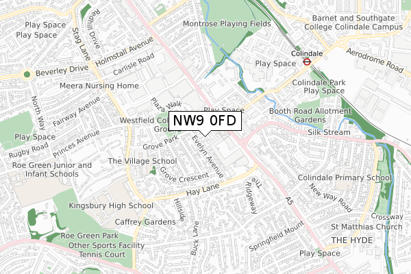 NW9 0FD map - small scale - OS Open Zoomstack (Ordnance Survey)