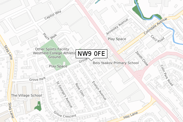 NW9 0FE map - large scale - OS Open Zoomstack (Ordnance Survey)