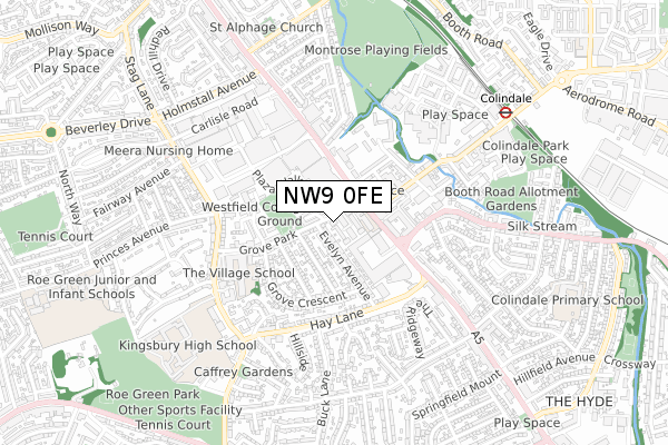 NW9 0FE map - small scale - OS Open Zoomstack (Ordnance Survey)