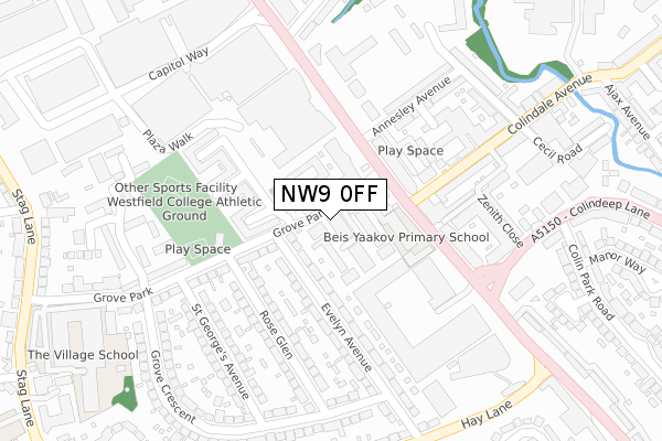 NW9 0FF map - large scale - OS Open Zoomstack (Ordnance Survey)
