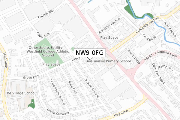 NW9 0FG map - large scale - OS Open Zoomstack (Ordnance Survey)