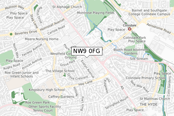 NW9 0FG map - small scale - OS Open Zoomstack (Ordnance Survey)