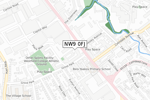 NW9 0FJ map - large scale - OS Open Zoomstack (Ordnance Survey)