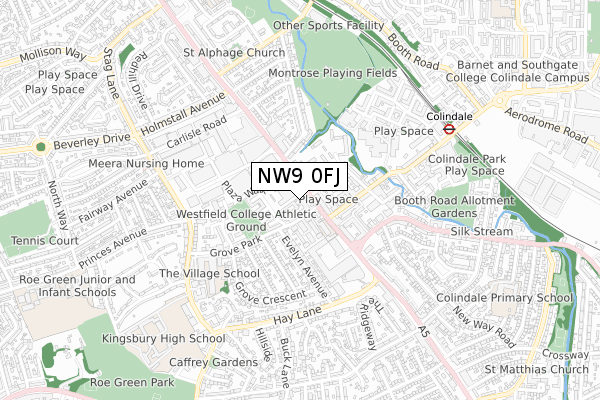 NW9 0FJ map - small scale - OS Open Zoomstack (Ordnance Survey)