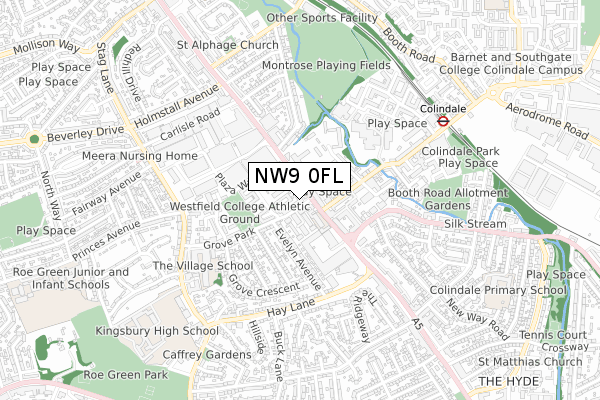 NW9 0FL map - small scale - OS Open Zoomstack (Ordnance Survey)