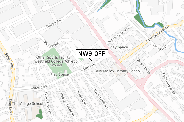 NW9 0FP map - large scale - OS Open Zoomstack (Ordnance Survey)