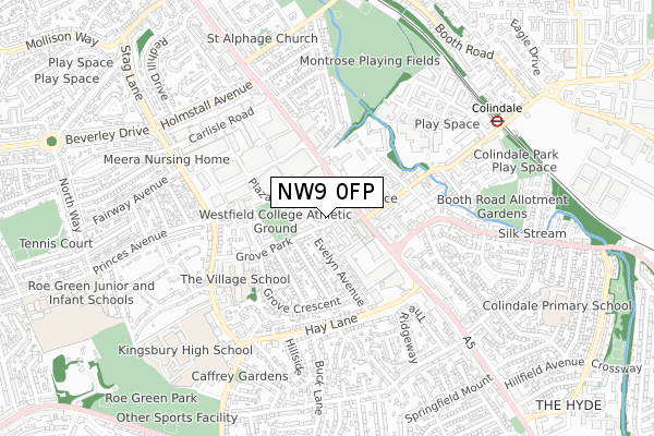 NW9 0FP map - small scale - OS Open Zoomstack (Ordnance Survey)