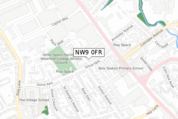 NW9 0FR map - large scale - OS Open Zoomstack (Ordnance Survey)