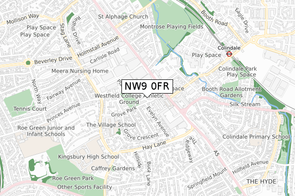 NW9 0FR map - small scale - OS Open Zoomstack (Ordnance Survey)