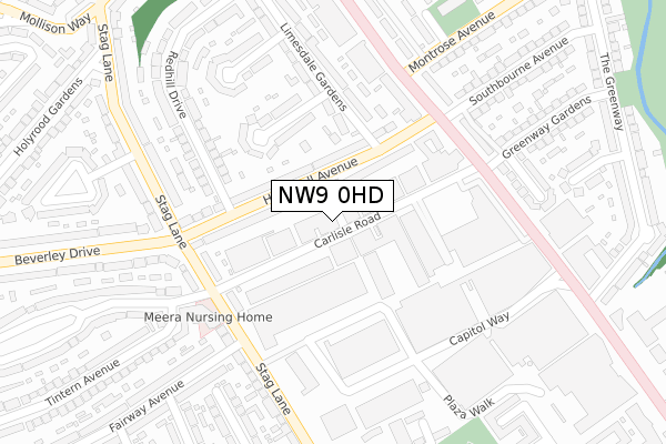 NW9 0HD map - large scale - OS Open Zoomstack (Ordnance Survey)