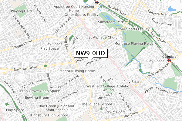 NW9 0HD map - small scale - OS Open Zoomstack (Ordnance Survey)