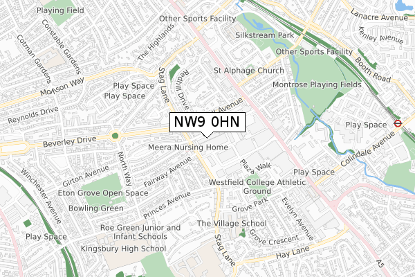 NW9 0HN map - small scale - OS Open Zoomstack (Ordnance Survey)