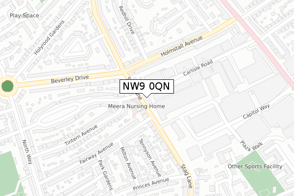NW9 0QN map - large scale - OS Open Zoomstack (Ordnance Survey)