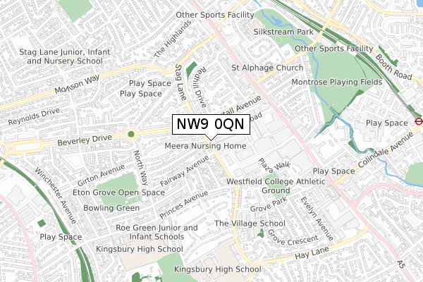 NW9 0QN map - small scale - OS Open Zoomstack (Ordnance Survey)