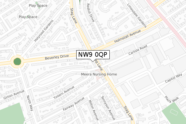 NW9 0QP map - large scale - OS Open Zoomstack (Ordnance Survey)
