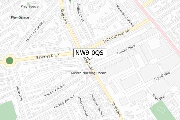 NW9 0QS map - large scale - OS Open Zoomstack (Ordnance Survey)