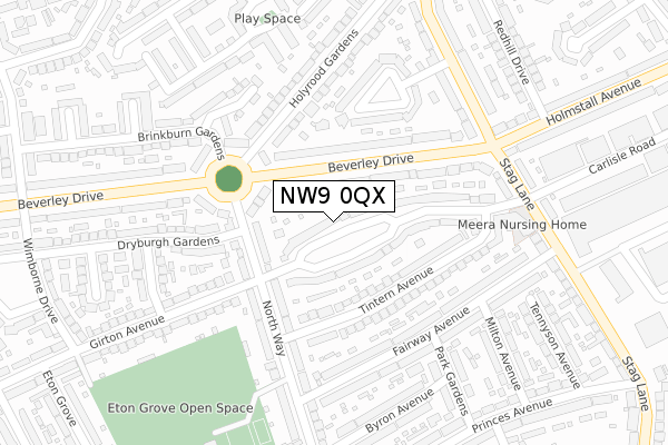 NW9 0QX map - large scale - OS Open Zoomstack (Ordnance Survey)