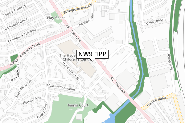 NW9 1PP map - large scale - OS Open Zoomstack (Ordnance Survey)