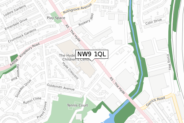 NW9 1QL map - large scale - OS Open Zoomstack (Ordnance Survey)