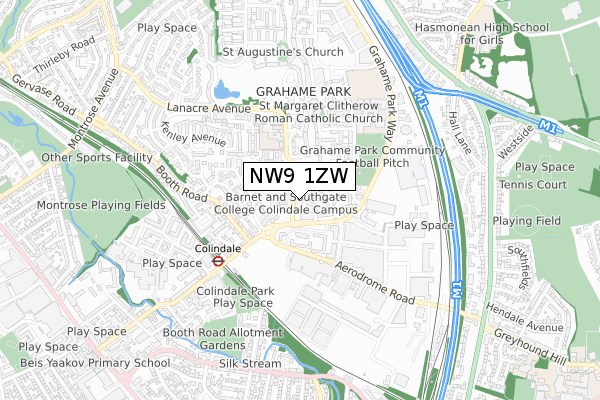 NW9 1ZW map - small scale - OS Open Zoomstack (Ordnance Survey) NW9 1ZW map - small scale - OS Open Zoomstack (Ordnance Survey)