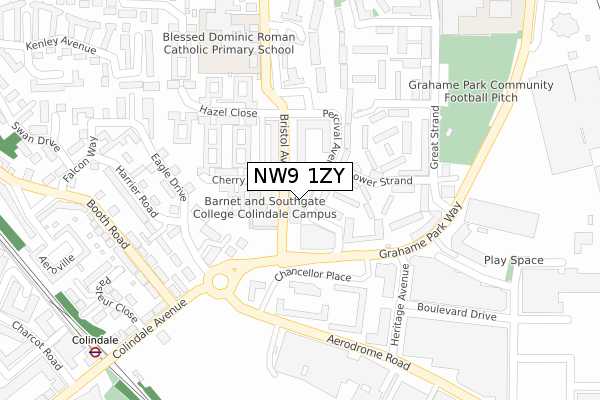 NW9 1ZY map - large scale - OS Open Zoomstack (Ordnance Survey) NW9 1ZY map - large scale - OS Open Zoomstack (Ordnance Survey)
