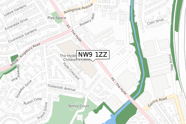 NW9 1ZZ map - large scale - OS Open Zoomstack (Ordnance Survey)