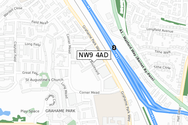 NW9 4AD map - large scale - OS Open Zoomstack (Ordnance Survey)