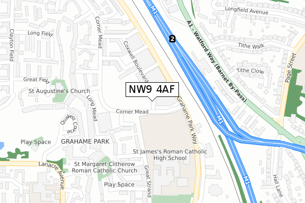 NW9 4AF map - large scale - OS Open Zoomstack (Ordnance Survey)
