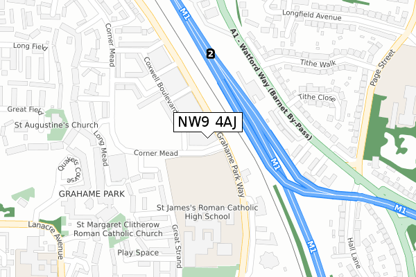 NW9 4AJ map - large scale - OS Open Zoomstack (Ordnance Survey)