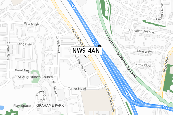 NW9 4AN map - large scale - OS Open Zoomstack (Ordnance Survey)