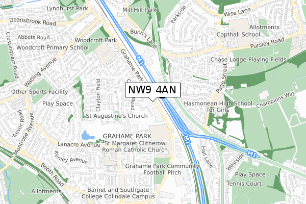 NW9 4AN map - small scale - OS Open Zoomstack (Ordnance Survey) NW9 4AN map - small scale - OS Open Zoomstack (Ordnance Survey)
