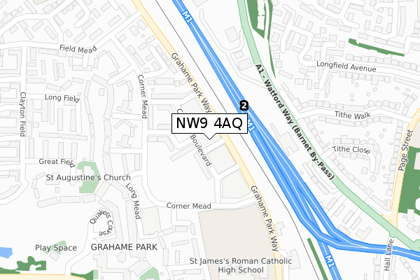 NW9 4AQ map - large scale - OS Open Zoomstack (Ordnance Survey)