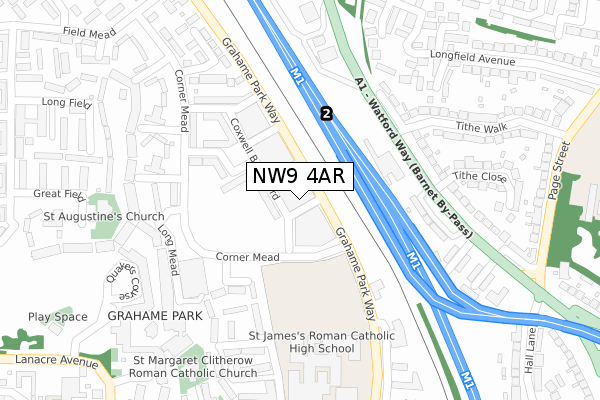 NW9 4AR map - large scale - OS Open Zoomstack (Ordnance Survey)
