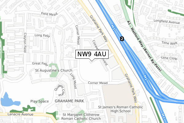 NW9 4AU map - large scale - OS Open Zoomstack (Ordnance Survey)