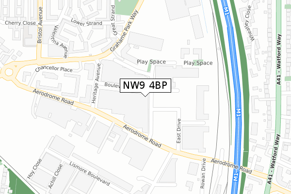 NW9 4BP map - large scale - OS Open Zoomstack (Ordnance Survey)