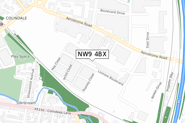 NW9 4BX map - large scale - OS Open Zoomstack (Ordnance Survey)