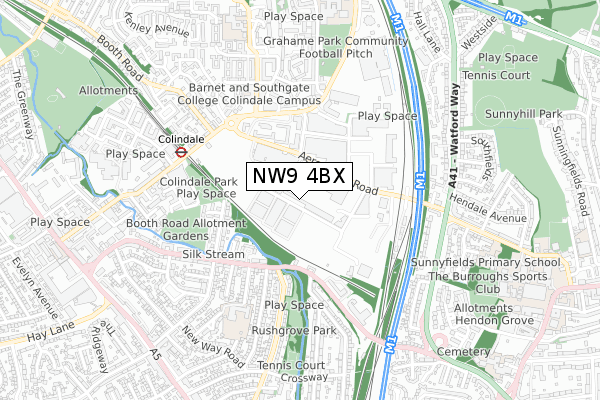 NW9 4BX map - small scale - OS Open Zoomstack (Ordnance Survey)