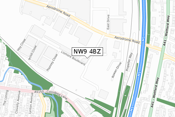NW9 4BZ map - large scale - OS Open Zoomstack (Ordnance Survey)