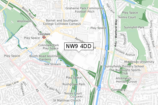 NW9 4DD map - small scale - OS Open Zoomstack (Ordnance Survey)