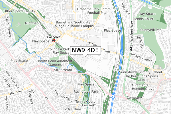NW9 4DE map - small scale - OS Open Zoomstack (Ordnance Survey)
