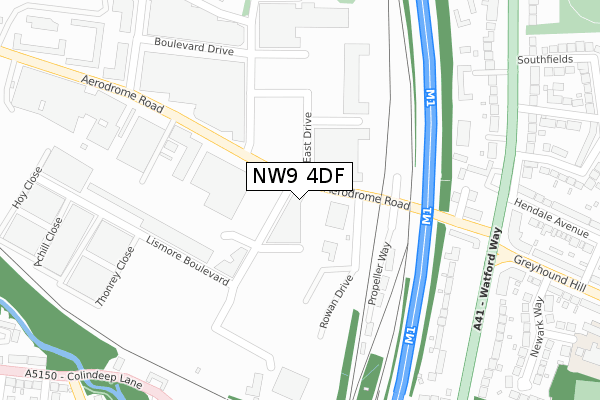 NW9 4DF map - large scale - OS Open Zoomstack (Ordnance Survey)