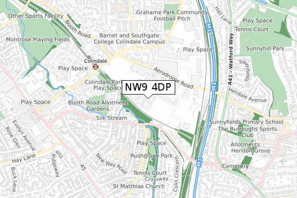NW9 4DP map - small scale - OS Open Zoomstack (Ordnance Survey)