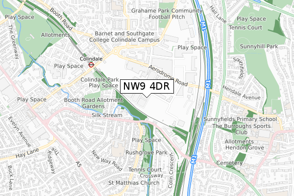 NW9 4DR map - small scale - OS Open Zoomstack (Ordnance Survey)