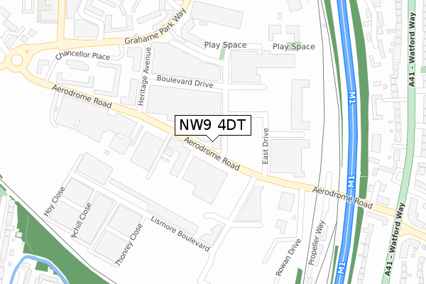 NW9 4DT map - large scale - OS Open Zoomstack (Ordnance Survey)