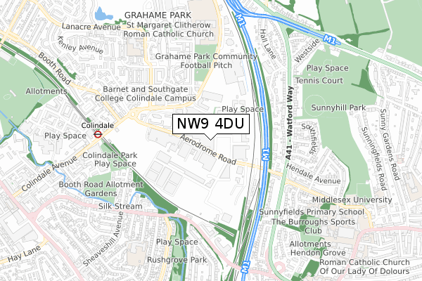 NW9 4DU map - small scale - OS Open Zoomstack (Ordnance Survey)