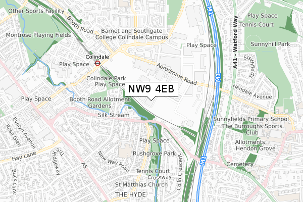 NW9 4EB map - small scale - OS Open Zoomstack (Ordnance Survey)