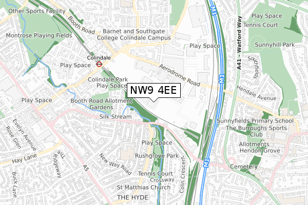 NW9 4EE map - small scale - OS Open Zoomstack (Ordnance Survey)