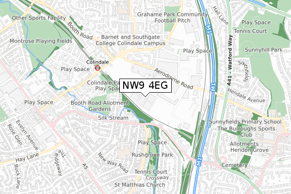 NW9 4EG map - small scale - OS Open Zoomstack (Ordnance Survey)