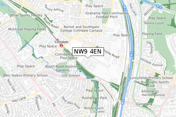 NW9 4EN map - small scale - OS Open Zoomstack (Ordnance Survey)